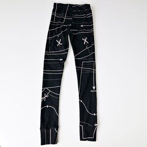 nununu Blueprint Black Leggings with White Graphic Lines-Like New Size 8-9